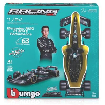 Maquette Bburago Kit à monter Racing 1/24 Formule 1 2023 avec casque et support Mercedes AMG W14 Russell Multicolore - Publicité Maquette Bburago Kit à monter Racing 1/24 Formule 1 2023 avec casque et support Mercedes AMG W14 Russell Multicolore - Publicité