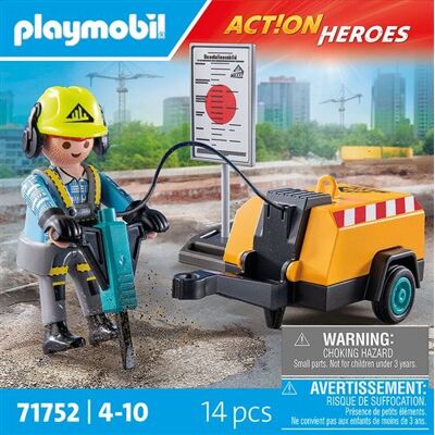 Playmobil Action Heroes 71752 Ouvrier marteau-piqueur et signalisation - Publicité Playmobil Action Heroes 71752 Ouvrier marteau-piqueur et signalisation - Publicité