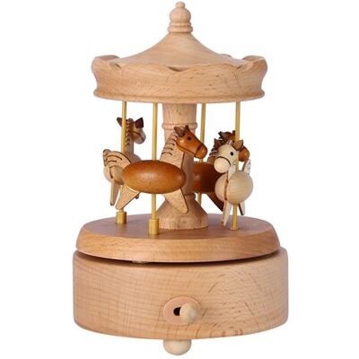 Générique Boîte à musique en bois 4 cheval ascenseur-en mesure carrousel - Publicité Générique Boîte à musique en bois 4 cheval ascenseur-en mesure carrousel - Publicité