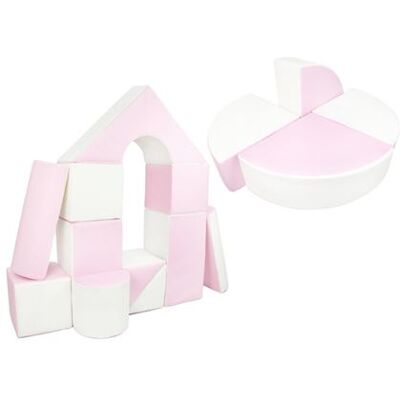 Non communiqué Set de 15 blocs en mousse le jeu blanc rose pastel Rose - Publicité Non communiqué Set de 15 blocs en mousse le jeu blanc rose pastel Rose - Publicité