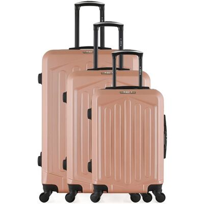 Non communiqué set de 3 valises rigides hagen - rose dore - Publicité Non communiqué set de 3 valises rigides hagen - rose dore - Publicité