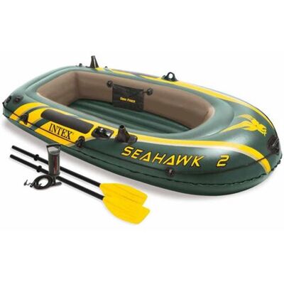 Set Intex Bateau Seahawk 2 avec rames et gonfleur 2 places Vert et Jaune - Publicité Set Intex Bateau Seahawk 2 avec rames et gonfleur 2 places Vert et Jaune - Publicité
