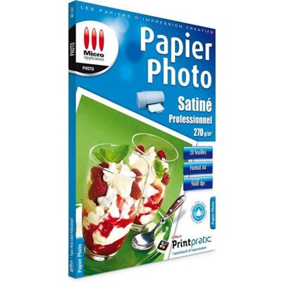 Pack de 25 feuilles Papier Photo Satiné A4 Micro Application - Publicité Pack de 25 feuilles Papier Photo Satiné A4 Micro Application - Publicité