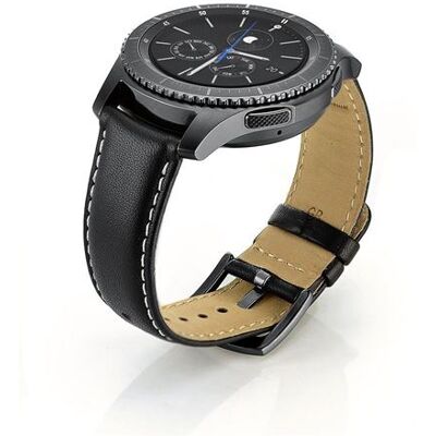 Bracelet en cuir véritable sangle pour Samsung Gear S3 Classic/Gear S3 Frontier - Noir - Publicité Bracelet en cuir véritable sangle pour Samsung Gear S3 Classic/Gear S3 Frontier - Noir - Publicité