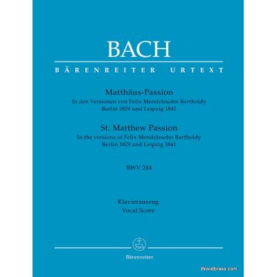 Partitions classique BARENREITER BACH J.S. - PASSION SELON SAINT-MATTHIEU BWV 244 (ARRANGEMENT DE MENDELSSOHN BERLIN 1829 ET LEIPZIG Choeur et ensemble vocal - Publicité Partitions classique BARENREITER BACH J.S. - PASSION SELON SAINT-MATTHIEU BWV 244 (ARRANGEMENT DE MENDELSSOHN BERLIN 1829 ET LEIPZIG Choeur et ensemble vocal - Publicité