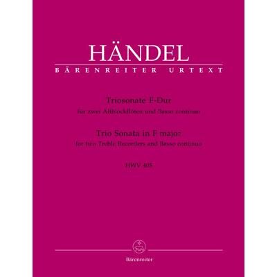 Partitions classique BARENREITER HAENDEL G.F. - SONATE EN TRIO EN FA MAJEUR HWV 405 - 2 FLUTES A BEC ALTO, BASSE CONTINUE Flûte à bec - Publicité Partitions classique BARENREITER HAENDEL G.F. - SONATE EN TRIO EN FA MAJEUR HWV 405 - 2 FLUTES A BEC ALTO, BASSE CONTINUE Flûte à bec - Publicité