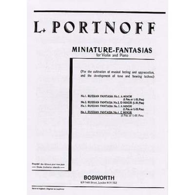 Partitions classique BOSWORTH PORTNOFF - FANTAISIE RUSSE N°4 - VIOLON,PIANO Violon - Publicité Partitions classique BOSWORTH PORTNOFF - FANTAISIE RUSSE N°4 - VIOLON,PIANO Violon - Publicité