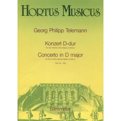 Partitions classique BARENREITER TELEMANN G.P. - KONZERT D-DUR TWV 40:202 - 4 VIOLONS Violon - Publicité Partitions classique BARENREITER TELEMANN G.P. - KONZERT D-DUR TWV 40:202 - 4 VIOLONS Violon - Publicité