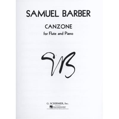 Partitions classique SCHIRMER SAMUEL BARBER CANZONE - FLUTE Flûte traversière - Publicité Partitions classique SCHIRMER SAMUEL BARBER CANZONE - FLUTE Flûte traversière - Publicité