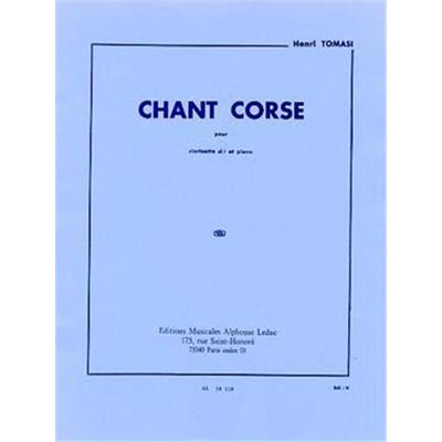 Leduc Tomasi H. Chant Corse Pour Clarinette Sib Et Piano - Publicité Leduc Tomasi H. Chant Corse Pour Clarinette Sib Et Piano - Publicité