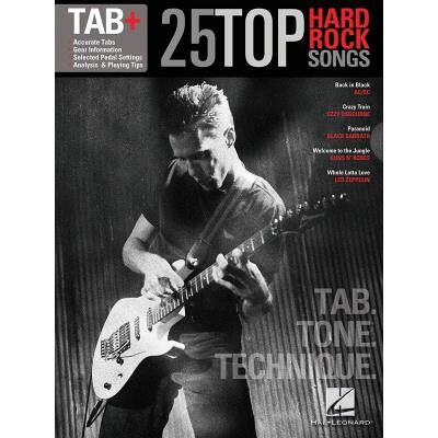 Hal Leonard Tab+ 25 Top Hard Rock Songs Tab Tone Technique Guitar Recorded Version - Publicité Hal Leonard Tab+ 25 Top Hard Rock Songs Tab Tone Technique Guitar Recorded Version - Publicité