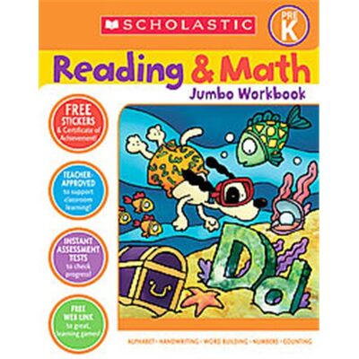 Scholastic Reading & Math Jumbo Workbook Grade Pre-k - Publicité Scholastic Reading & Math Jumbo Workbook Grade Pre-k - Publicité