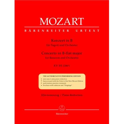 Partitions classique BARENREITER MOZART W.A. - CONCERTO EN SIB MAJEUR KV 191 - BASSON, PIANO Basson - Publicité Partitions classique BARENREITER MOZART W.A. - CONCERTO EN SIB MAJEUR KV 191 - BASSON, PIANO Basson - Publicité
