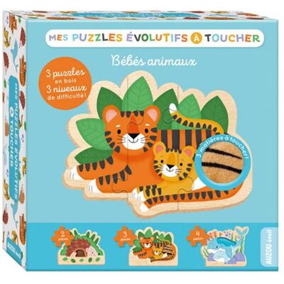 Jouet en bois Auzou Mes puzzles évolutifs à toucher Animaux - Publicité Jouet en bois Auzou Mes puzzles évolutifs à toucher Animaux - Publicité