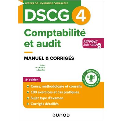 DSCG 4 - Comptabilité et audit - Manuel - Réforme 2026-2027 - Robert Obert - Dunod - broché - Scolaire / Universitaire - Publicité DSCG 4 - Comptabilité et audit - Manuel - Réforme 2026-2027 - Robert Obert - Dunod - broché - Scolaire / Universitaire - Publicité