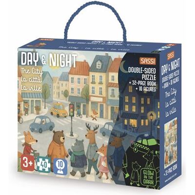 Day & Night - La ville Avec 40 pièces et 10 silhouettes - Matteo Gaule - Sassi - Boîte ou accessoire - Jeux livres objets - Publicité Day & Night - La ville Avec 40 pièces et 10 silhouettes - Matteo Gaule - Sassi - Boîte ou accessoire - Jeux livres objets - Publicité
