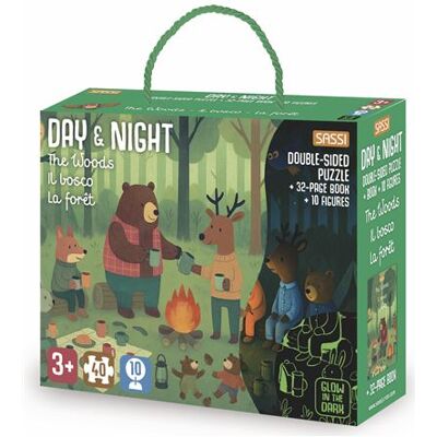Day & Night - La forêt Avec 40 pièces et 10 silhouettes - Matteo Gaule - Sassi - Boîte ou accessoire - Jeux livres objets - Publicité Day & Night - La forêt Avec 40 pièces et 10 silhouettes - Matteo Gaule - Sassi - Boîte ou accessoire - Jeux livres objets - Publicité