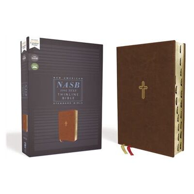 NASB Thinline Bible Leathersoft Brown Red Letter 1995 Text Thumb Indexed Comfort Print by Zondervan - Publicité NASB Thinline Bible Leathersoft Brown Red Letter 1995 Text Thumb Indexed Comfort Print by Zondervan - Publicité
