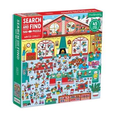 Galison Winter Chalet 500 piece Search Find Puzzle by Mudpuppy - Publicité Galison Winter Chalet 500 piece Search Find Puzzle by Mudpuppy - Publicité