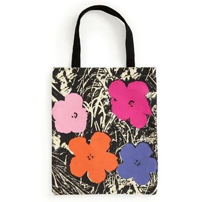 Warhol Flowers Canvas Tote Bag Pink by Galison - Publicité Warhol Flowers Canvas Tote Bag Pink by Galison - Publicité