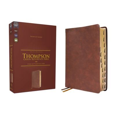 Zondervan NKJV Thompson ChainReference Bible Leathersoft Brown Red Letter Thumb Indexed Comfort Print - Publicité Zondervan NKJV Thompson ChainReference Bible Leathersoft Brown Red Letter Thumb Indexed Comfort Print - Publicité