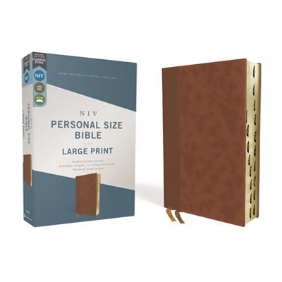 NIV Personal Size Bible Large Print Leathersoft Brown Red Letter Thumb Indexed Comfort Print by Zondervan - Publicité NIV Personal Size Bible Large Print Leathersoft Brown Red Letter Thumb Indexed Comfort Print by Zondervan - Publicité