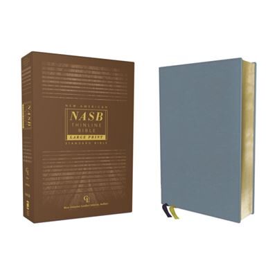 NASB Thinline Bible Large Print Genuine Leather Buffalo Blue Red Letter 1995 Text Comfort Print by Zondervan - Publicité NASB Thinline Bible Large Print Genuine Leather Buffalo Blue Red Letter 1995 Text Comfort Print by Zondervan - Publicité