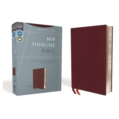 NIV Thinline Bible Bonded Leather Burgundy Red Letter Comfort Print by Zondervan - Publicité NIV Thinline Bible Bonded Leather Burgundy Red Letter Comfort Print by Zondervan - Publicité