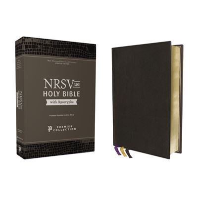 NRSVue Holy Bible with Apocrypha Premium Goatskin Leather Black Premier Collection Art Gilded Edges Comfort Print by Zondervan - Publicité NRSVue Holy Bible with Apocrypha Premium Goatskin Leather Black Premier Collection Art Gilded Edges Comfort Print by Zondervan - Publicité