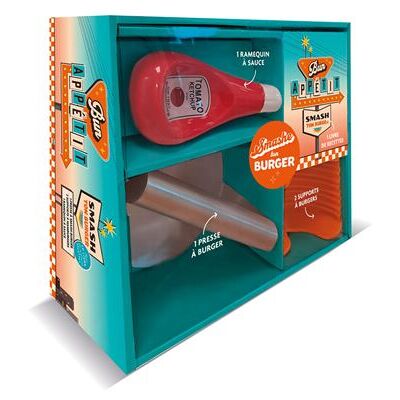 Coffret Bun appétit, smash ton burger presse a steaak + 1 support - Véronique Cauvin - Solar - Coffret - Jeux livres objets - Publicité Coffret Bun appétit, smash ton burger presse a steaak + 1 support - Véronique Cauvin - Solar - Coffret - Jeux livres objets - Publicité