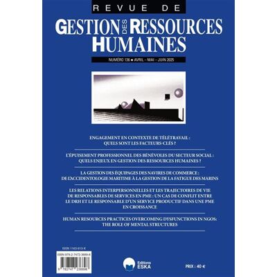 Gestion des ressources humaines 136 - avril-mai-juin 2025 - Jean-Michel Plane - Eska - broché - Revue - Publicité Gestion des ressources humaines 136 - avril-mai-juin 2025 - Jean-Michel Plane - Eska - broché - Revue - Publicité