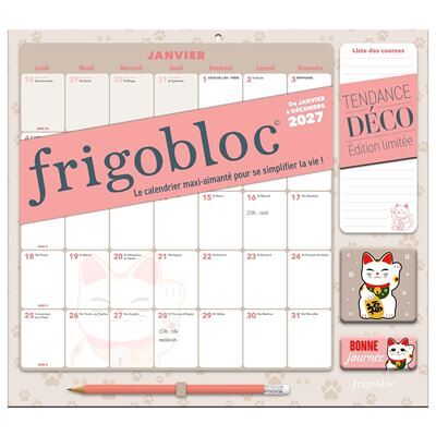 Frigobloc Mensuel 2027 Déco Chats - Calendrier organiseur familial (de janv. à déc. 2027) - Collectif - Play Bac Eds - broché - Calendrier - Publicité Frigobloc Mensuel 2027 Déco Chats - Calendrier organiseur familial (de janv. à déc. 2027) - Collectif - Play Bac Eds - broché - Calendrier - Publicité