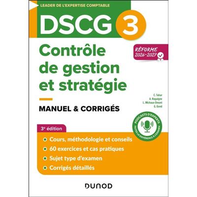 DSCG 3 - Contrôle de gestion et stratégie - Manuel - Réforme 2026-2027 - Caroline Tahar - Dunod - broché - Scolaire / Universitaire - Publicité DSCG 3 - Contrôle de gestion et stratégie - Manuel - Réforme 2026-2027 - Caroline Tahar - Dunod - broché - Scolaire / Universitaire - Publicité