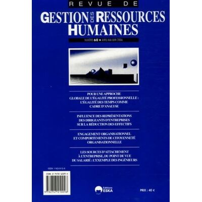 Gestion ressources humaines n 60-2006 - EDITIONS ESKA - Eska - broché - Revue - Publicité Gestion ressources humaines n 60-2006 - EDITIONS ESKA - Eska - broché - Revue - Publicité