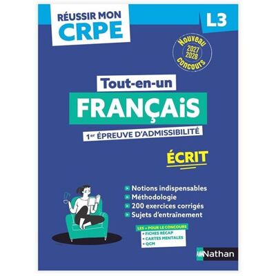 Réussir mon CRPE Français 1e épreuve d'admissibilité L3 écrit 2027 - Anne-Rozenn Morel - Nathan - broché - Scolaire / Universitaire - Publicité Réussir mon CRPE Français 1e épreuve d'admissibilité L3 écrit 2027 - Anne-Rozenn Morel - Nathan - broché - Scolaire / Universitaire - Publicité