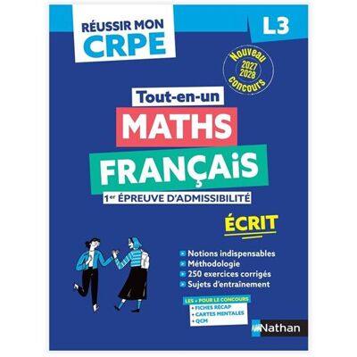 Réussir mon CRPE Maths Français 1e épreuve d'admissibilité L3 écrit 2027 - Anne-Rozenn Morel - Nathan - broché - Scolaire / Universitaire - Publicité Réussir mon CRPE Maths Français 1e épreuve d'admissibilité L3 écrit 2027 - Anne-Rozenn Morel - Nathan - broché - Scolaire / Universitaire - Publicité