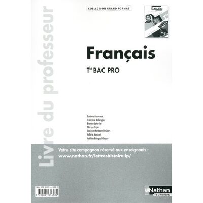 Français - Terminale Bac Pro - Livre du professeur Livre du professeur Grand Format gf - Corinne Abensour - Nathan - broché - Scolaire / Universitaire - Publicité Français - Terminale Bac Pro - Livre du professeur Livre du professeur Grand Format gf - Corinne Abensour - Nathan - broché - Scolaire / Universitaire - Publicité