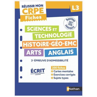 Réussir mon CRPE - 2e épreuve d'admissibilité L3 écrit Fiches 2027 - Léo Lecardonnel - Nathan - broché - Scolaire / Universitaire - Publicité Réussir mon CRPE - 2e épreuve d'admissibilité L3 écrit Fiches 2027 - Léo Lecardonnel - Nathan - broché - Scolaire / Universitaire - Publicité