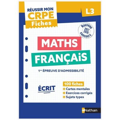 Réussir mon CRPE - Maths Français L3 écrit Fiches 2027 - Anne-Rozenn Morel - Nathan - broché - Scolaire / Universitaire - Publicité Réussir mon CRPE - Maths Français L3 écrit Fiches 2027 - Anne-Rozenn Morel - Nathan - broché - Scolaire / Universitaire - Publicité
