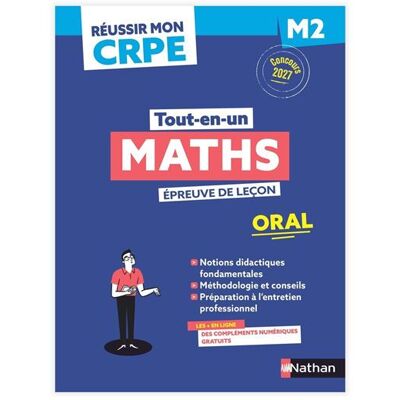 Réussir mon CRPE - Maths Admission Concours M2 oral 2027-2028 - Daniel Motteau - Nathan - broché - Scolaire / Universitaire - Publicité Réussir mon CRPE - Maths Admission Concours M2 oral 2027-2028 - Daniel Motteau - Nathan - broché - Scolaire / Universitaire - Publicité