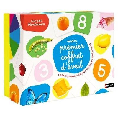 Mon premier coffret d'éveil avec 108 cartes + roue + 1 livr - Delphine Roubieu - Nathan - Boîte ou accessoire - Jeux livres objets - Publicité Mon premier coffret d'éveil avec 108 cartes + roue + 1 livr - Delphine Roubieu - Nathan - Boîte ou accessoire - Jeux livres objets - Publicité