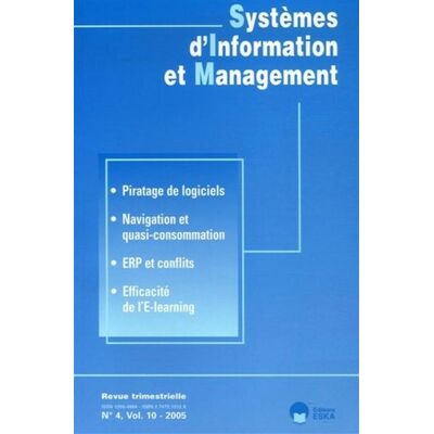 Systemes d'information et manag.n 4-2005 Du légalisme des producteurs au pragmatisme d'informaticiens - EDITIONS ESKA - Eska - broché - Revue - Publicité Systemes d'information et manag.n 4-2005 Du légalisme des producteurs au pragmatisme d'informaticiens - EDITIONS ESKA - Eska - broché - Revue - Publicité