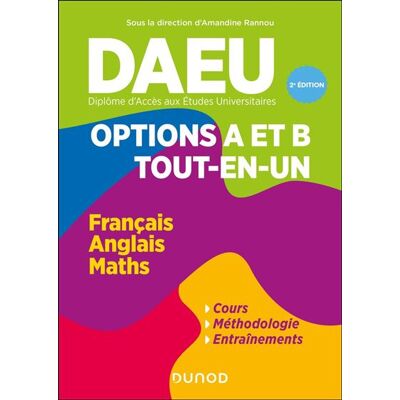 DAEU - Options A et B - Tout en un - 2e éd. Français, Anglais, Mathématiques - Amandine Rannou - Dunod - ebook (ePub) - Scolaire / Universitaire - Publicité DAEU - Options A et B - Tout en un - 2e éd. Français, Anglais, Mathématiques - Amandine Rannou - Dunod - ebook (ePub) - Scolaire / Universitaire - Publicité