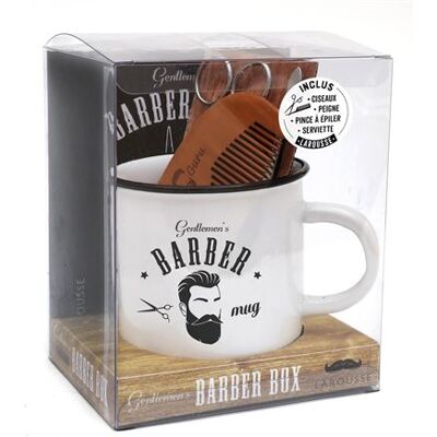 Coffret Barber mug + 1 peigne + 1 paire de ciseaux - Sarah Daniel Hamizi - Larousse - Coffret - Jeux livres objets - Publicité Coffret Barber mug + 1 peigne + 1 paire de ciseaux - Sarah Daniel Hamizi - Larousse - Coffret - Jeux livres objets - Publicité