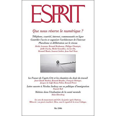 Que nous réserve le numérique ? Tome 6 -05 - Collectif - Esprit - broché - Revue - Publicité Que nous réserve le numérique ? Tome 6 -05 - Collectif - Esprit - broché - Revue - Publicité