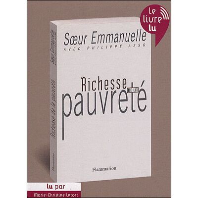 Richesse de la pauvreté CD Mp3 - Soeur Emmanuelle - Flammarion - Texte lu (CD) - Textes lus - Publicité Richesse de la pauvreté CD Mp3 - Soeur Emmanuelle - Flammarion - Texte lu (CD) - Textes lus - Publicité
