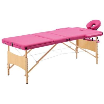 vidaXL Table de Massage Rose - Pliable 3 Zones avec Structure en Bois - Publicité vidaXL Table de Massage Rose - Pliable 3 Zones avec Structure en Bois - Publicité