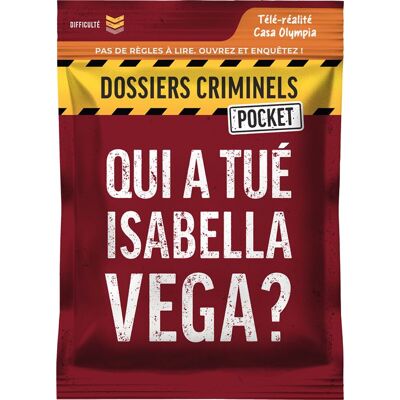 Jeu d'enquête Asmodee Dossiers Criminels Pocket 4 Qui a tué Isabella Vega ? Multicolore - Publicité Jeu d'enquête Asmodee Dossiers Criminels Pocket 4 Qui a tué Isabella Vega ? Multicolore - Publicité