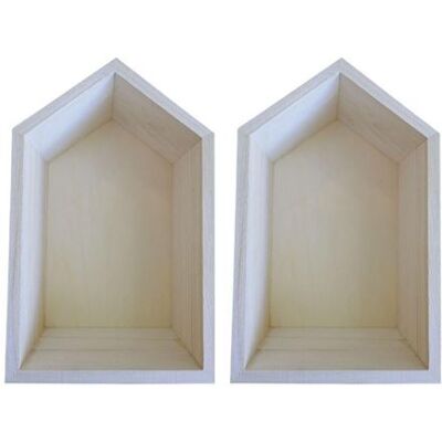Non communiqué 2 étagères en bois maison 22,5 x 14 x 10 cm Beige - Publicité Non communiqué 2 étagères en bois maison 22,5 x 14 x 10 cm Beige - Publicité
