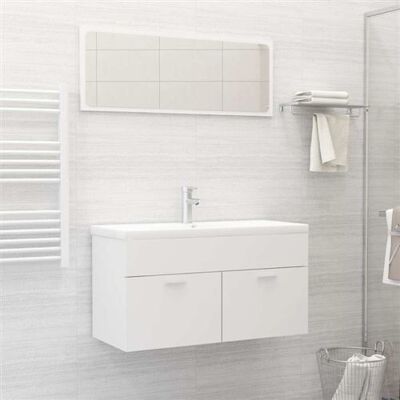 vidaXL Ensemble de Mobilier de Salle de Bain 2 Pièces Blanc Bois d'Ingénierie - Ensemble de Mobilier de Salle de Bain - Publicité vidaXL Ensemble de Mobilier de Salle de Bain 2 Pièces Blanc Bois d'Ingénierie - Ensemble de Mobilier de Salle de Bain - Publicité